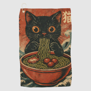 Cat Ramen Japanese Funny Graphic Kawaii Cat Anime Golf Towel