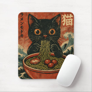 Cat Ramen Japanese Funny Graphic Kawaii Cat Anime Mouse Mat