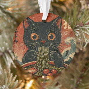 Cat Ramen Japanese Funny Graphic Kawaii Cat Anime Ornament