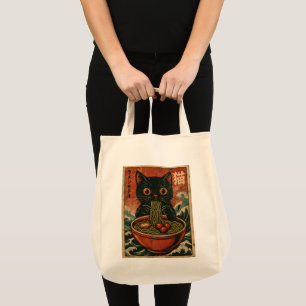 Cat Ramen Japanese Funny Graphic Kawaii Cat Anime Tote Bag