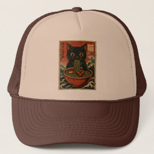 Cat Ramen Japanese Funny Graphic Kawaii Cat Anime Trucker Hat