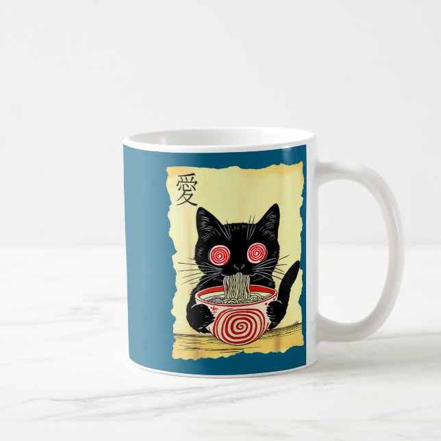 Cat Ramen Japanese Funny Graphic Tees Kawaii Anime Coffee Mug (Right)