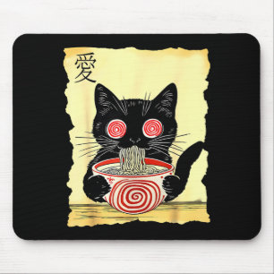 Cat Ramen Japanese Funny Graphic Tees Kawaii Anime Mouse Mat