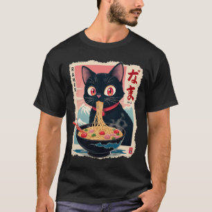Cat Ramen Japanese Funny Graphic Tees Kawaii Cat A