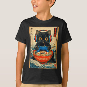 Cat Ramen Japanese Funny Graphic Tees Kawaii Cat A