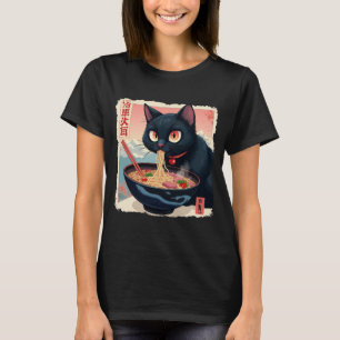 Cat Ramen Japanese Funny Graphic Tees Kawaii Cat A