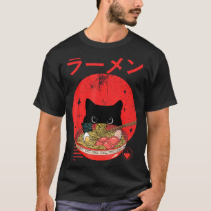 Cat Ramen Japanese Funny Graphic Tees Kawaii Cat A