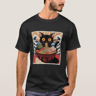 Cat Ramen Japanese Funny Graphic Tees Kawaii Cat A