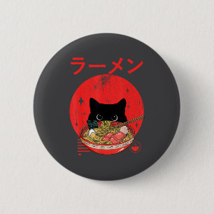 Cat Ramen Japanese Funny Graphic Tees Kawaii Cat A 6 Cm Round Badge