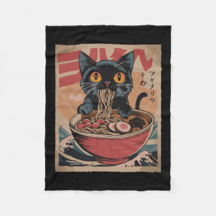 Cat Ramen Japanese Funny Graphic Tees Kawaii Cat A Fleece Blanket