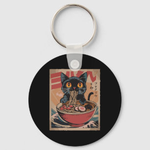 Cat Ramen Japanese Funny Graphic Tees Kawaii Cat A Key Ring