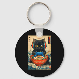 Cat Ramen Japanese Funny Graphic Tees Kawaii Cat A Key Ring