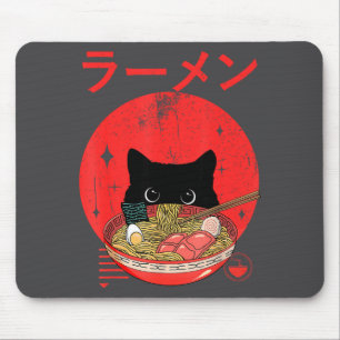 Cat Ramen Japanese Funny Graphic Tees Kawaii Cat A Mouse Mat