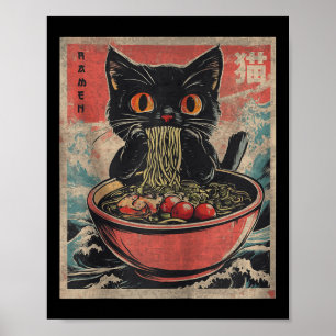 Cat Ramen Japanese Funny Kawaii Cat Graphic Mens G Poster