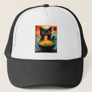 Cat Ramen Japanese Kawaii Cat Anime Cat Ramen Trucker Hat