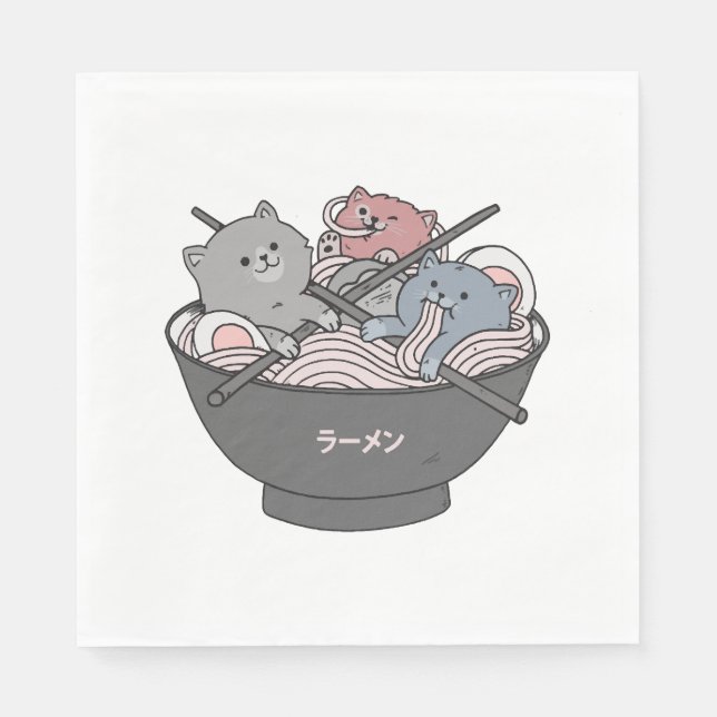 Cat Ramen Kawaii Napkin (Front)