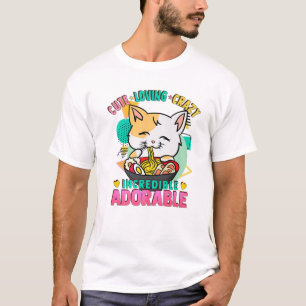 Cat Ramen Noodles - Cute Kawaii - Loving Crazy Ado T-Shirt