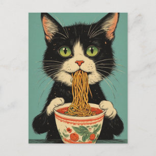 CAT RAMEN NOODLES POSTCARD