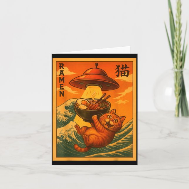 Cat Ramen Ufo Funny Japanese Anime Men Women Teens Card (Front)