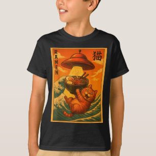 Cat Ramen Ufo Funny Japanese Anime Men Women Teens T-Shirt