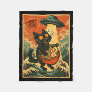 Cat Ramen Ufo Funny Japanese Anime Tee Men Women T Fleece Blanket