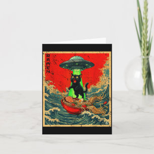 Cat Ramen Ufo Japanese Anime Graphic Tees Men Wome Card