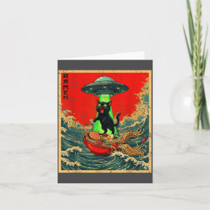 Cat Ramen Ufo Japanese Anime Graphic Tees Men Wome Card