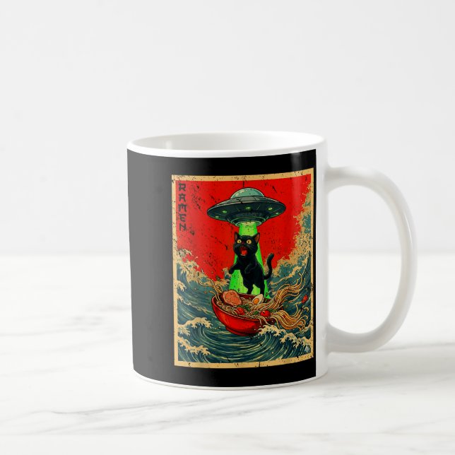 Cat Ramen Ufo Japanese Anime Graphic Tees Men Wome Coffee Mug (Right)