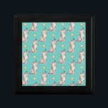 Cat Reaching For Yellow Butterfly on Light Teal Gift Box<br><div class="desc">Watercolor Art of Cat Reaching For Yellow Butterfly on Light Teal Background. Click “Edit Using Design Tool” to change colours.</div>