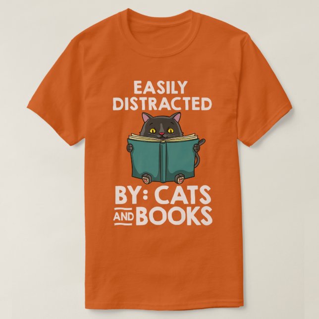 Cat Read Book Reader Reading Librarian   T-Shirt (Design Front)