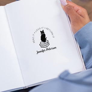 Cat Read It, Love it, Return It, Book  Rubber Stamp