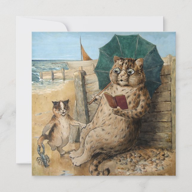 Cat Reading a Book by Louis Wain   Thank You Card (Front)