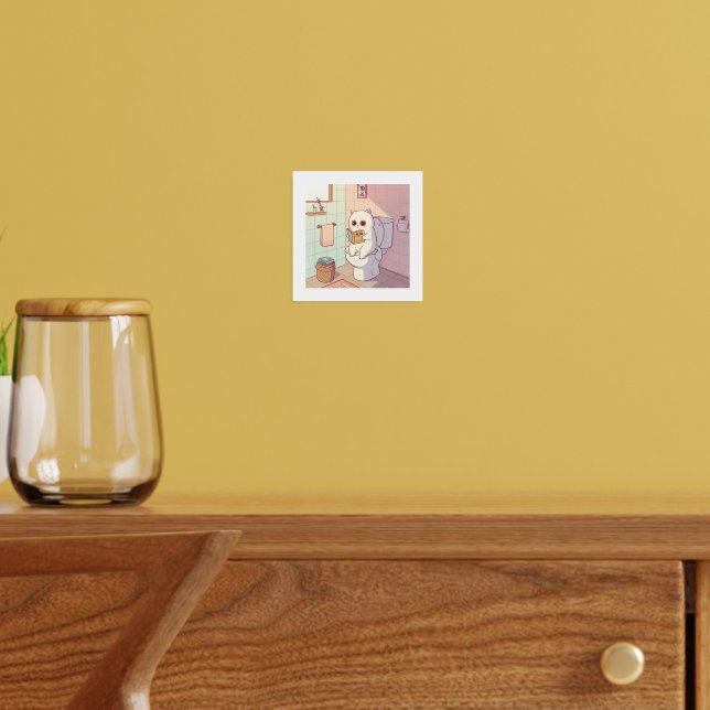 Cat Reading A Book On The Toilet Foil Prints (In Situ (Living Room))