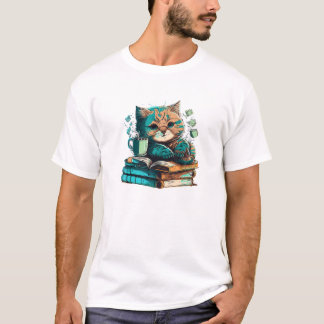  Cat Reading A book  T-Shirt