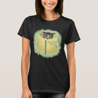 Cat reading a book t shirt