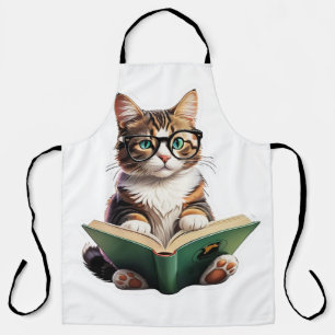 Cat Reading Book Apron