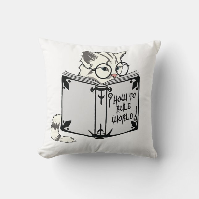 Cat Reading Book Cushion (Front)