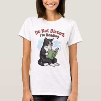 Cat Reading Book Do Not Disturb T-Shirt