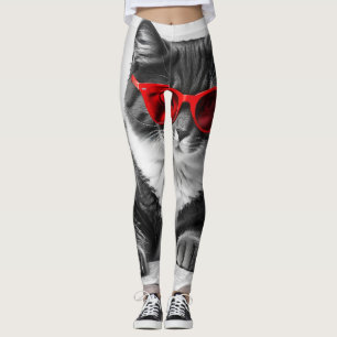 Cat Reading Book Leggings