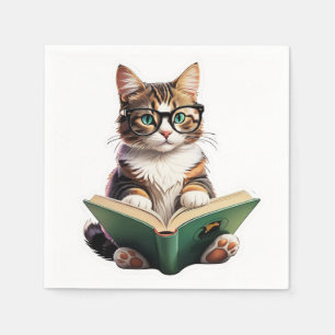 Cat Reading Book  Napkin