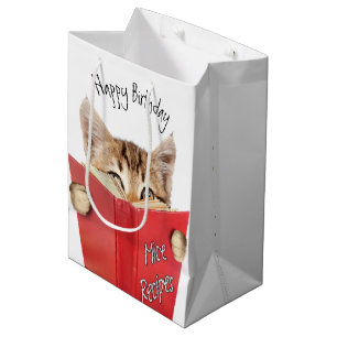 Cat Reading Red Book Medium Gift Bag