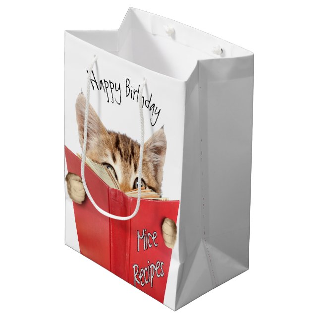 Cat Reading Red Book   Medium Gift Bag (Front Angled)
