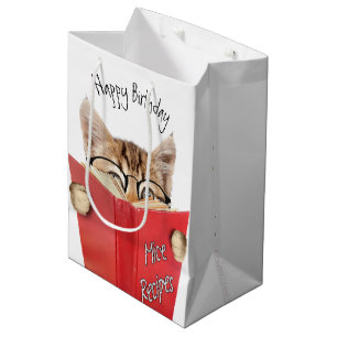Cat Reading Red Book Medium Gift Bag