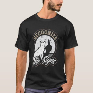 Cat Recognise the Sign Funny Middle Finger Shadow T-Shirt