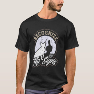 Cat Recognise the Sign Funny Middle Finger Shadow T-Shirt