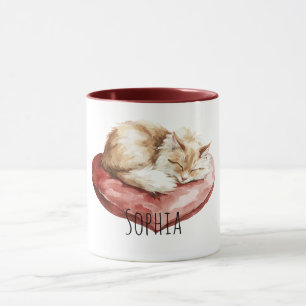 Cat Red Heart Pillow Mug