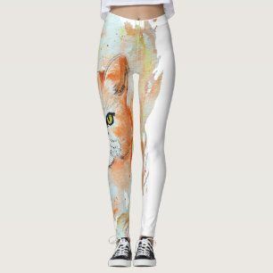 Cat Red Magic Humour Watercolor Mystic Leggings