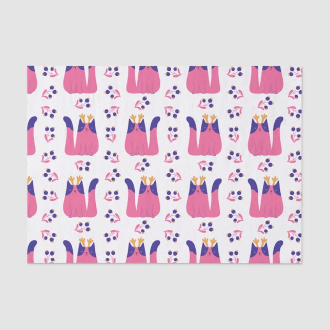 Cat Reindeer Christmas Holiday Tissue Paper (Front)