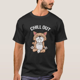 Cat Relaxing Meditation Lotus Seat Yoga T-Shirt