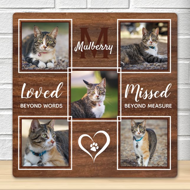 Cat Remembrance Memorial Unique Photo Collage Plaque (Creator Uploaded)